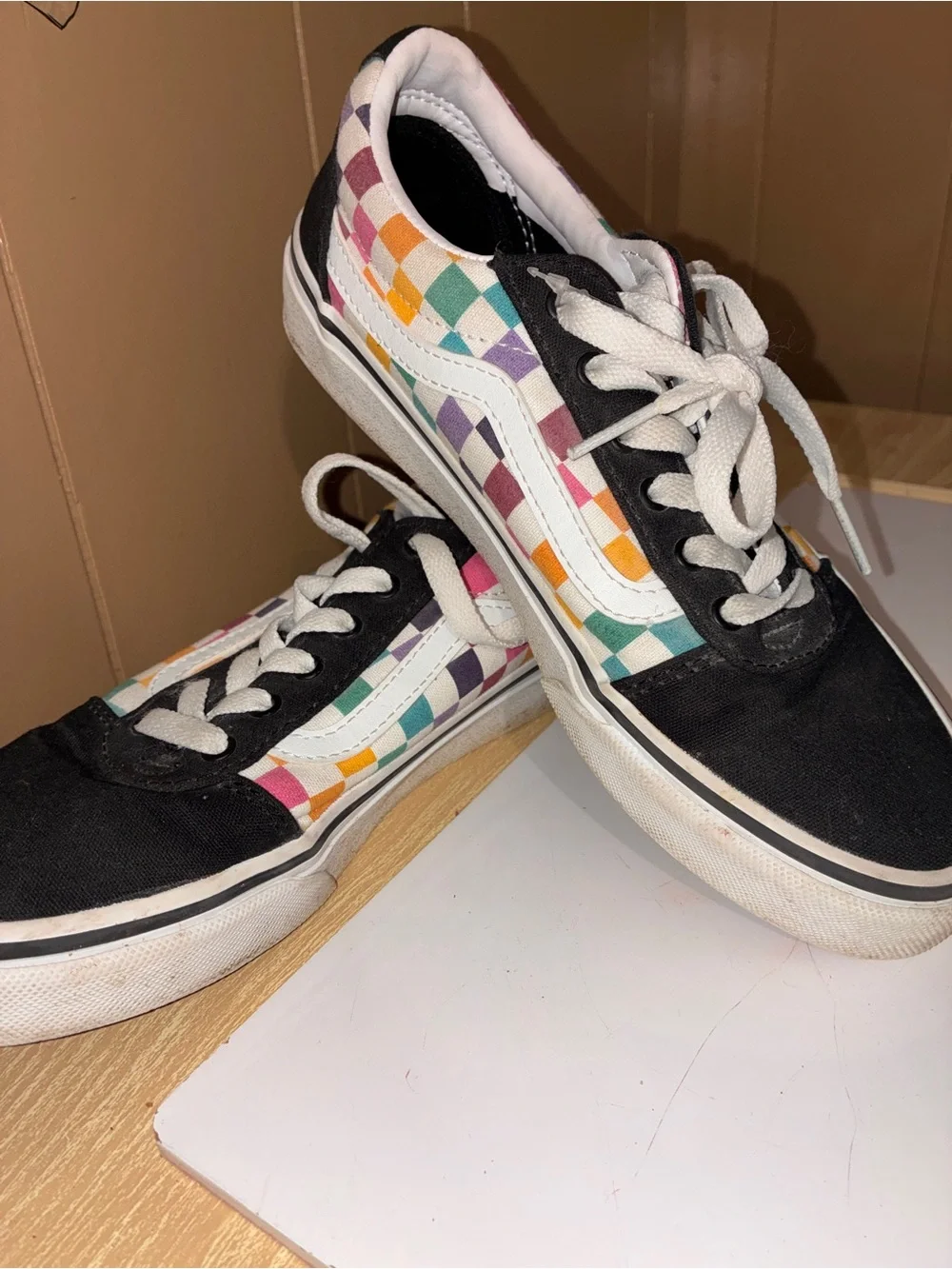 Converse Low-Top Sneakers in Black with Multicolor Checkerboard